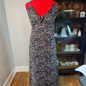Zaful Black Floral Backless Summer Party Maxi Dress Size 10